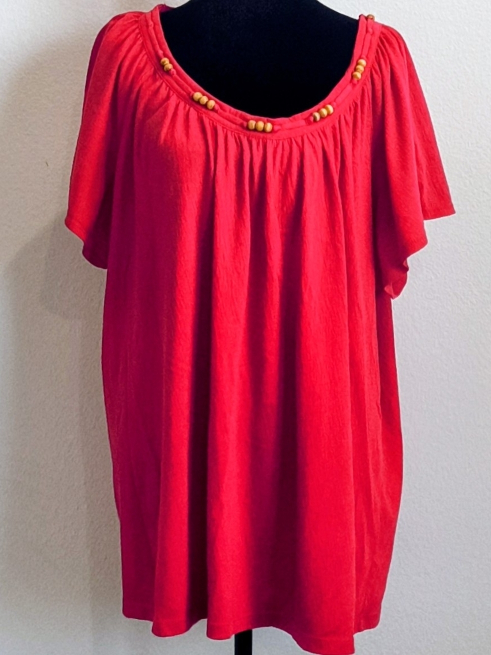 Just My Size Bright Pink Beaded Scoop Neck Tunic